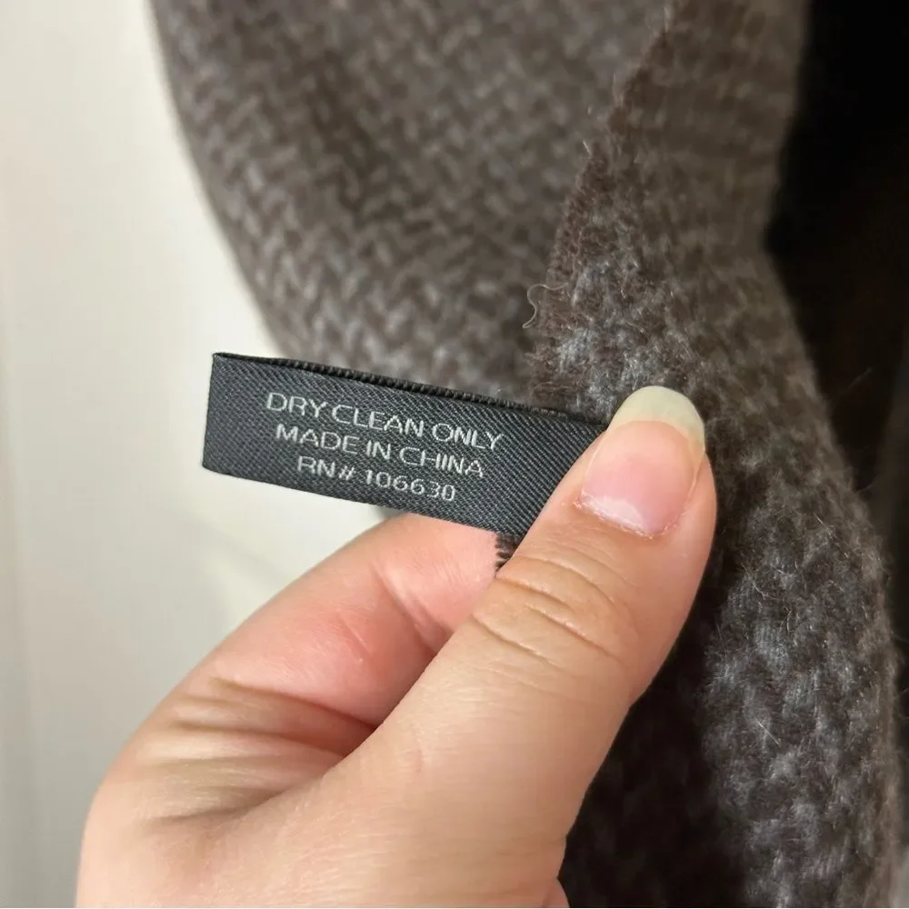 Enzo Mantovani 100% Cashmere Brown Grey Chevron Scarf Quiet Luxury Dark Academia